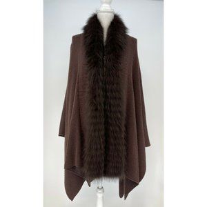 Elegant Brown Fur-Trimmed Women's Cape